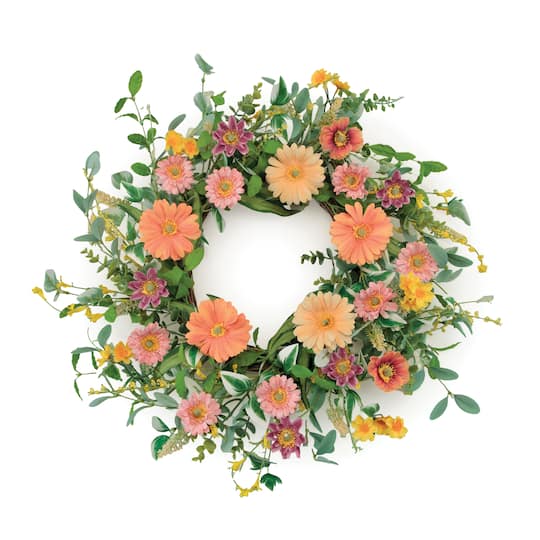 24" Mixed Gerbera Daisy Wreath